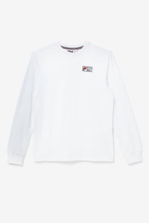 FILA Vesuvius Long Sleeve Tee Shirts White / Black / Red,Mens Clothing | CA.ZJWDTX745